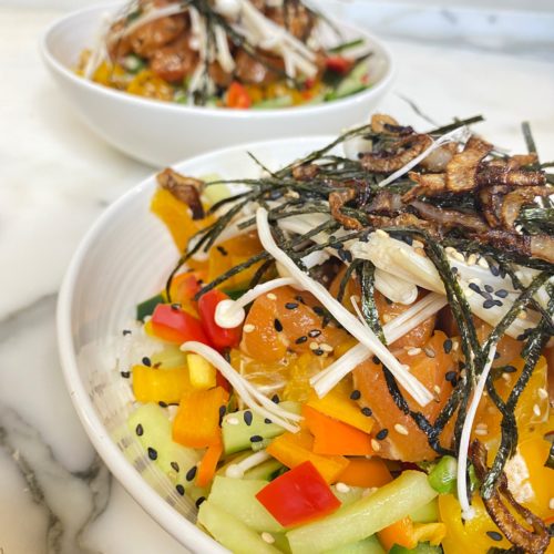 Poke bowl and Lemon squares
